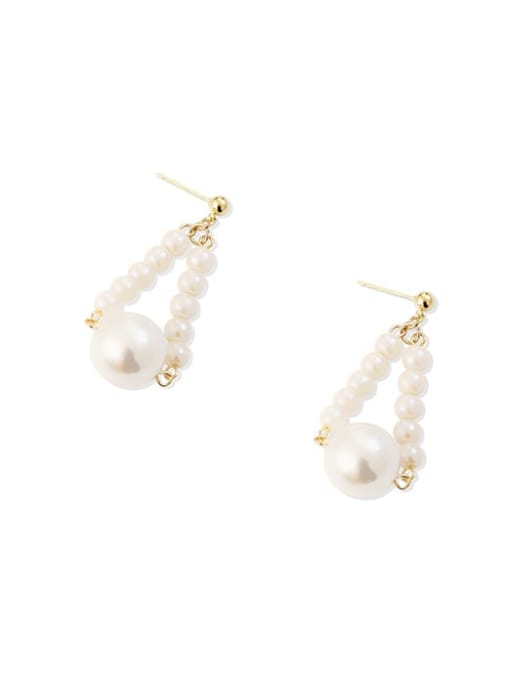 Pearl White Copper Imitation Pearl Triangle Minimalist Drop Trend Korean Fashion Earring