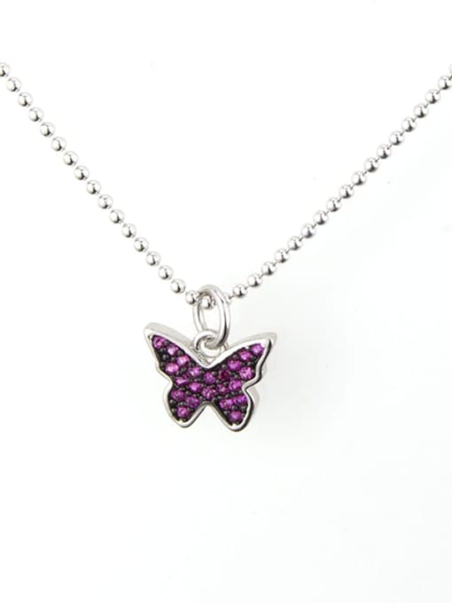 renchi Brass Cubic Zirconia Butterfly Dainty Necklace 2