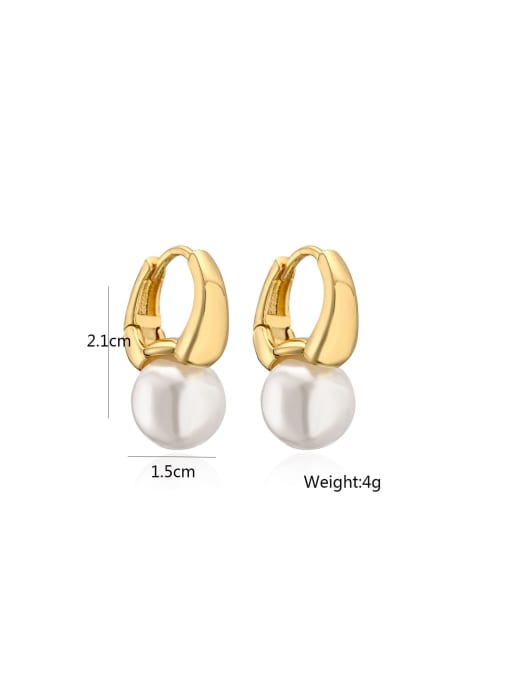 AOG Brass Imitation Pearl Geometric Dainty Stud Earring 2