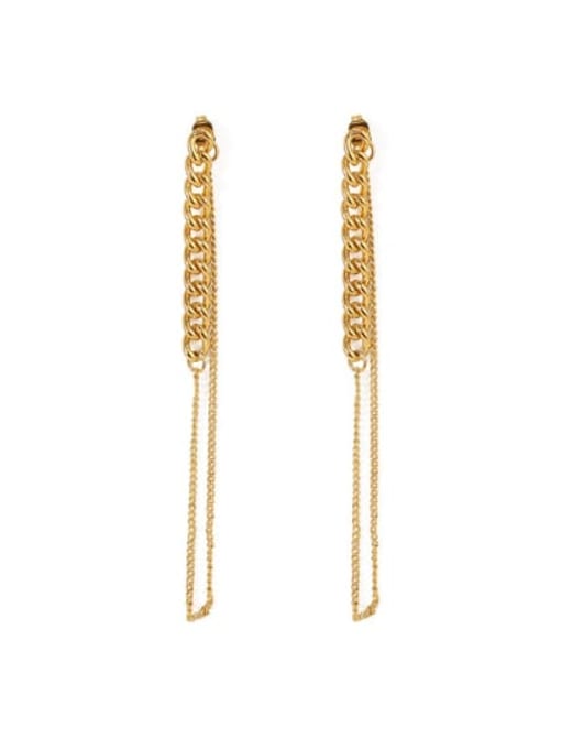golden Brass Cubic Zirconia Tassel Minimalist Threader Earring