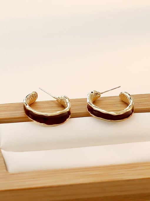 HYACINTH Copper Enamel C shape Minimalist Stud Trend Korean Fashion Earring 3