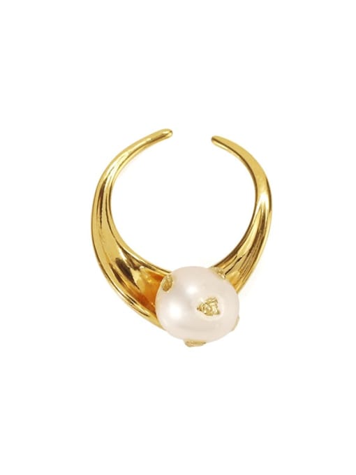 (pre sale) gold Brass Freshwater Pearl Irregular Minimalist Band Ring
