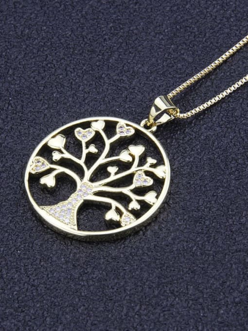 renchi Brass Cubic Zirconia Classic Round Tree Pendant necklace 2