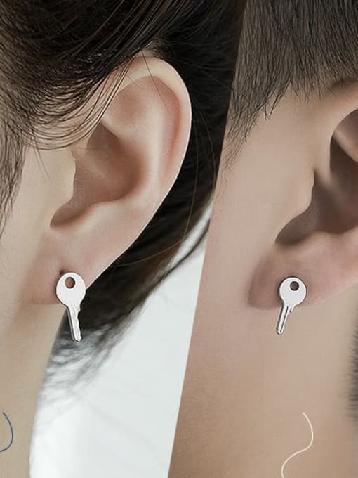 TINGS Titanium Steel Smooth Key Minimalist Stud Earring 1