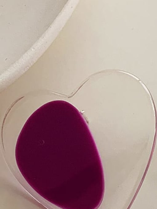 purple Alloy Resin Heart Vintage Design sense love transparent candy color Stud Earring