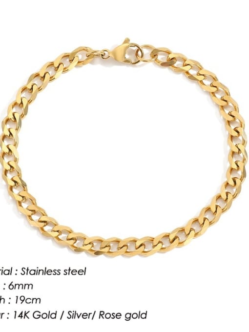 Gold 6mm 19cm Stainless steel Irregular Vintage Link Bracelet
