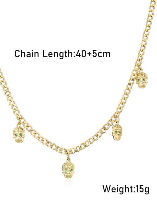 AOG Brass Cubic Zirconia Skull Vintage Hollow Chain Necklace 3
