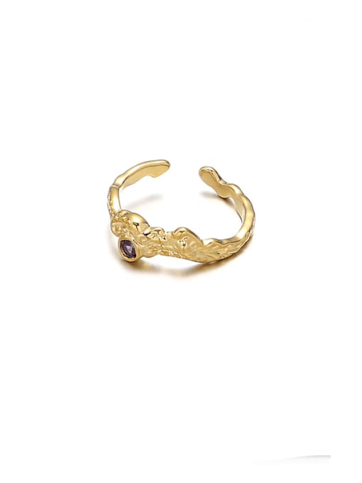 Purple Zircon Ring Brass Irregular Hip Hop Band Ring