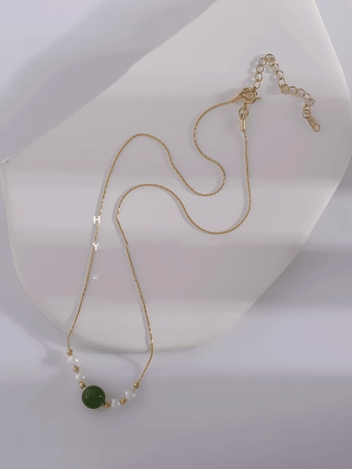 HYACINTH Brass Freshwater Pearl Round Minimalist Necklace 1
