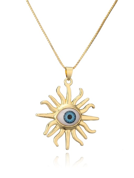 AOG Brass Enamel Evil Eye Vintage Sun Flower Pendant Necklace 0