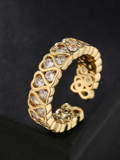 AOG Brass Cubic Zirconia Geometric Vintage Band Ring 1