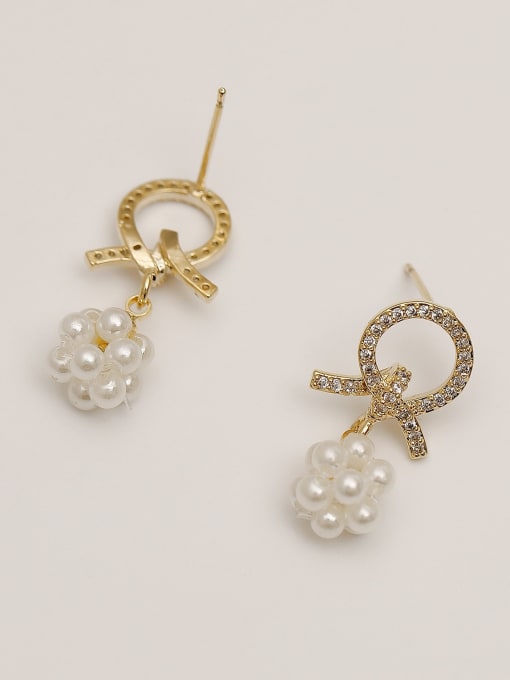 HYACINTH Brass Imitation Pearl Geometric Ethnic Drop Trend Korean Fashion Earring 2