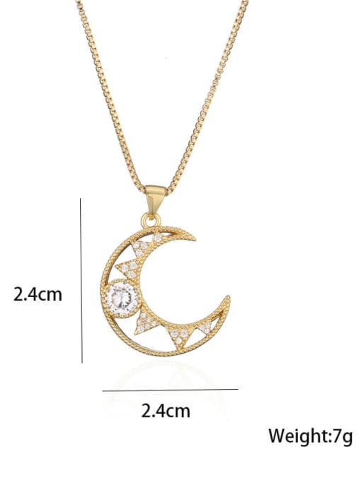 AOG Brass Cubic Zirconia Vintage Moon Pendant Necklace 2