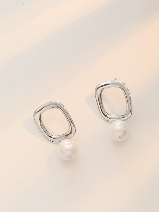 HYACINTH Copper Imitation Pearl Geometric Minimalist Drop Trend Korean Fashion Earring 2