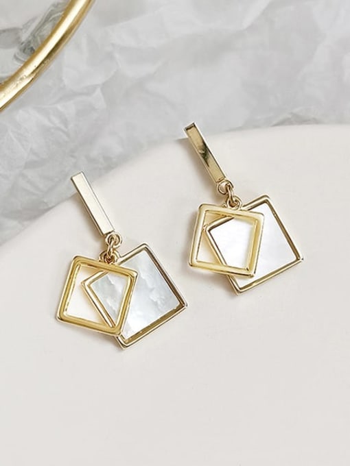 HYACINTH Copper Shell Geometric Minimalist Drop Trend Korean Fashion Earring 1
