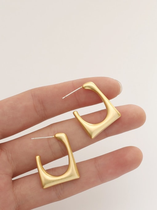 HYACINTH Brass  Smooth Geometric Minimalist Stud Trend Korean Fashion Earring 2