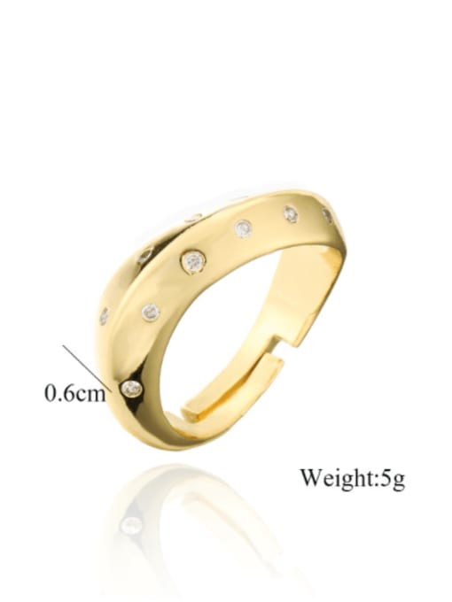 AOG Brass Rhinestone Geometric Minimalist Band Ring 2