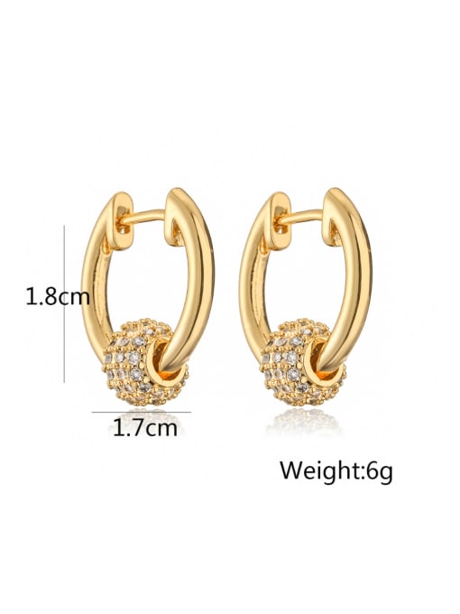 43611 Brass Cubic Zirconia Geometric Minimalist Huggie Earring
