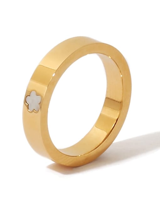 golden Brass Shell Flower Minimalist Band Ring