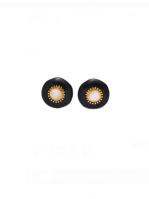 Five Color Brass Enamel Geometric Minimalist Stud Earring 2