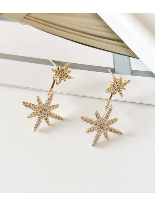 14K gold Copper Cubic Zirconia Star Minimalist Stud Trend Korean Fashion Earring