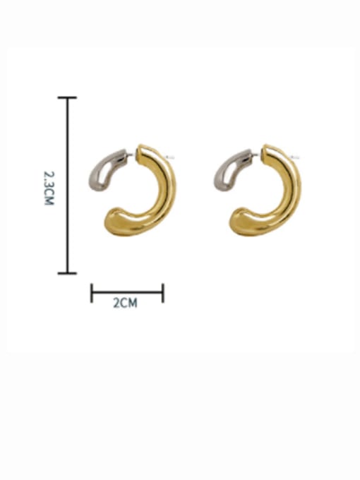 HYACINTH Brass Geometric Vintage  C Shape Stud Earring 2