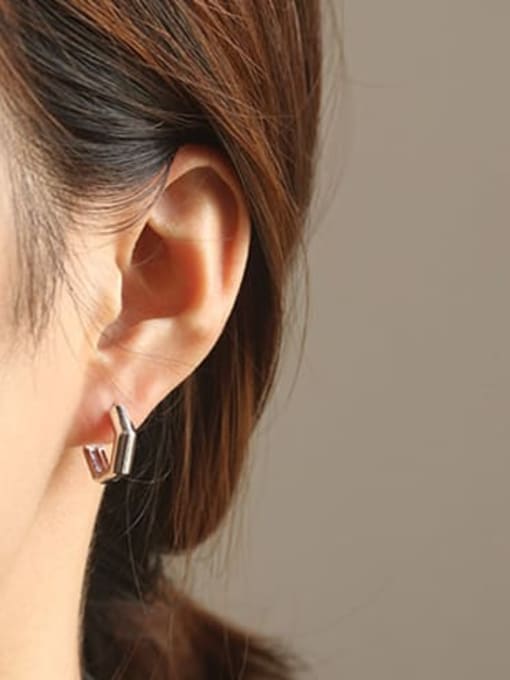 ACCA Brass Smooth Geometric Minimalist Huggie Earring 1