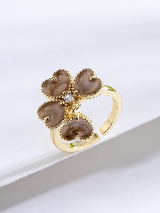 AOG Brass Enamel Flower Cute Band Ring 1