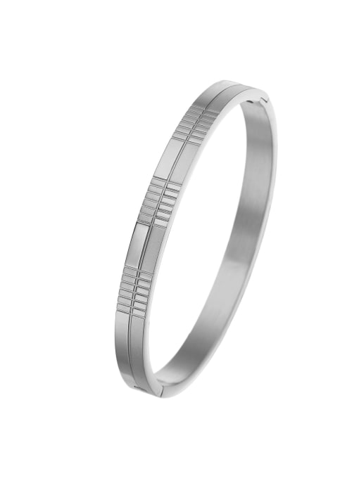Striped bracelet steel Stainless steel Geometric Minimalist Bangle