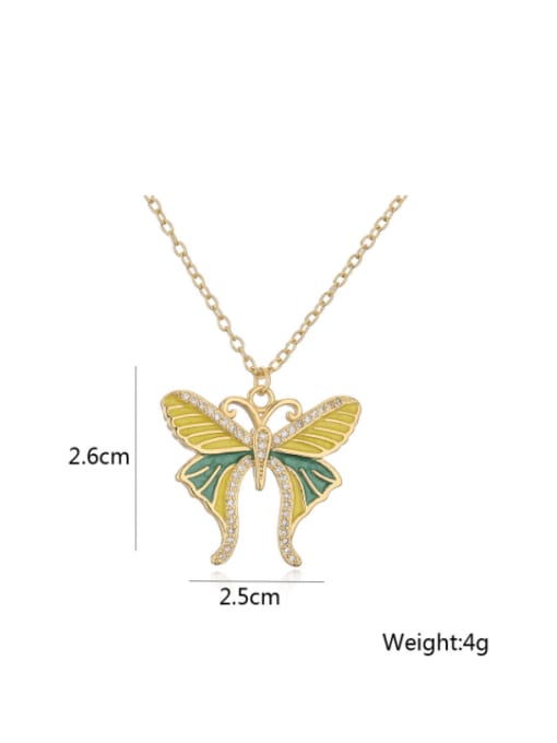 AOG Brass Enamel Butterfly Vintage Necklace 1