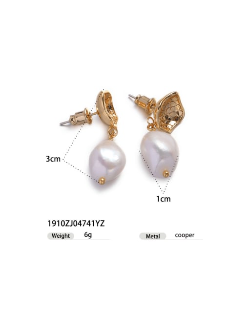 1910ZJ04741YZ Brass Imitation Pearl Irregular Hip Hop Drop Earring