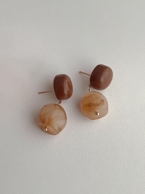 YOUH Brass Natural Stone Geometric Vintage Drop Earring 2
