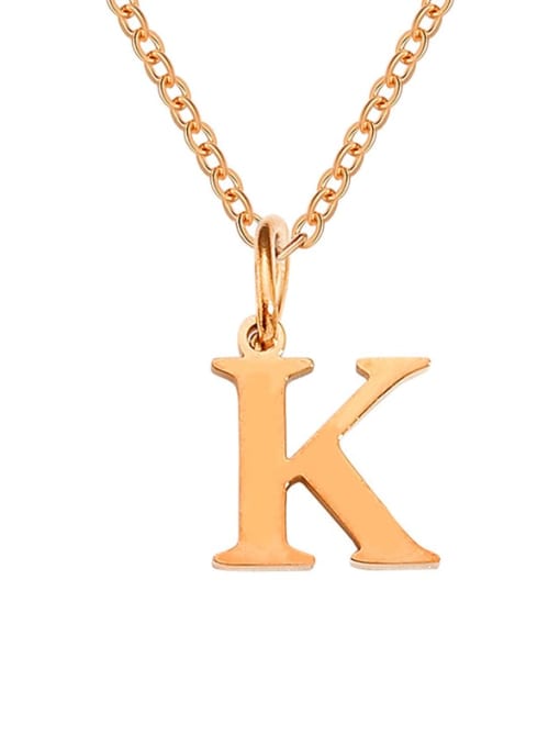 K Rose Gold Stainless steel Letter Minimalist Necklace