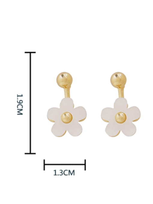 14k Gold Brass Shell Flower Minimalist Stud Earring