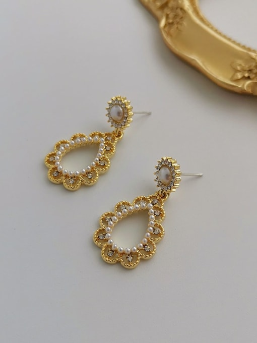gold Copper Cubic Zirconia Water Drop Vintage Drop Trend Korean Fashion Earring