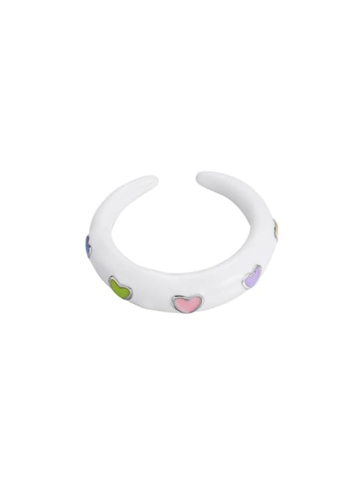 White (waiting for delivery) Brass Enamel Multi Color Heart Trend Band Ring