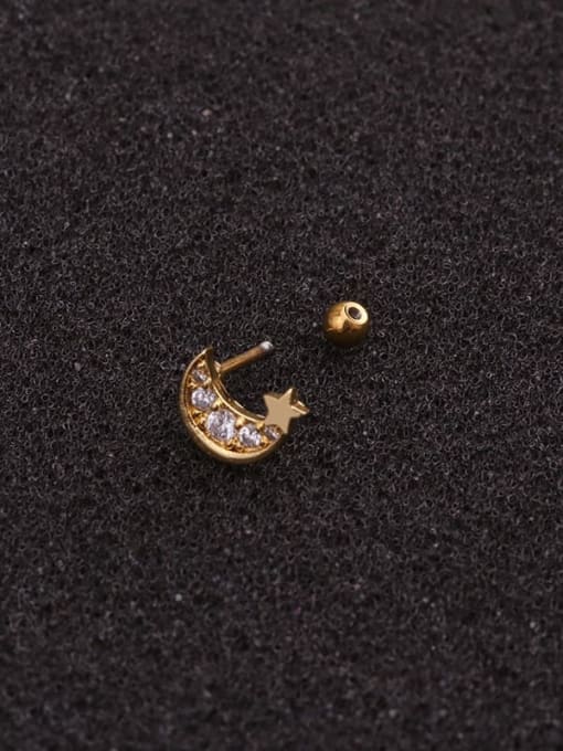 HISON Brass Cubic Zirconia Star Dainty Stud Earring 3