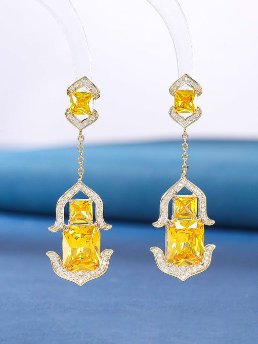7 Brass Cubic Zirconia Multi Color Heart Luxury Cluster Earring