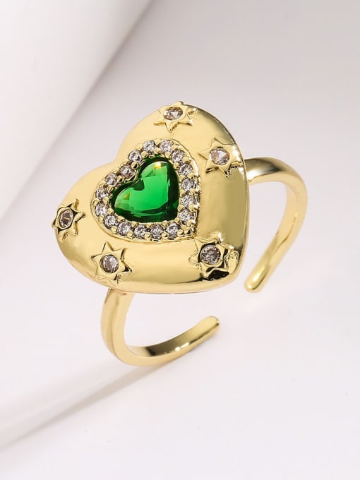 AOG Brass Cubic Zirconia Heart Vintage Band Ring 1
