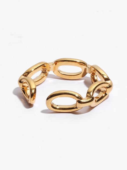 TINGS Brass  Minimalist Geometric chain irregular hollow Midi Ring 3