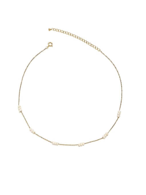 ACCA Brass Imitation Pearl Moon Hip Hop Necklace 0