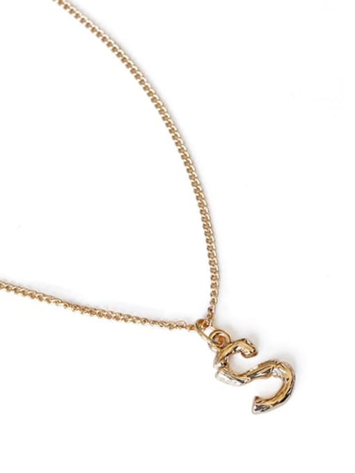()S Brass Letter Pendant Artisan Necklace