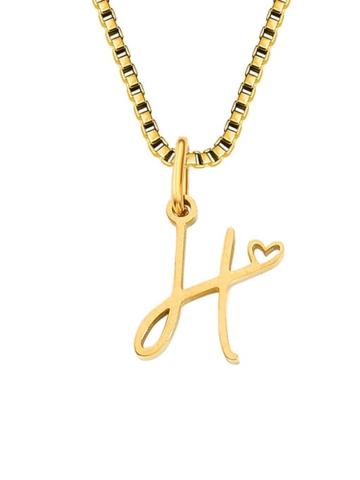 H Gold Stainless steel Letter Minimalist Necklace