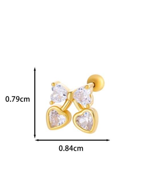 5 golden yellow Stainless steel Cubic Zirconia Heart Trend Single Earring