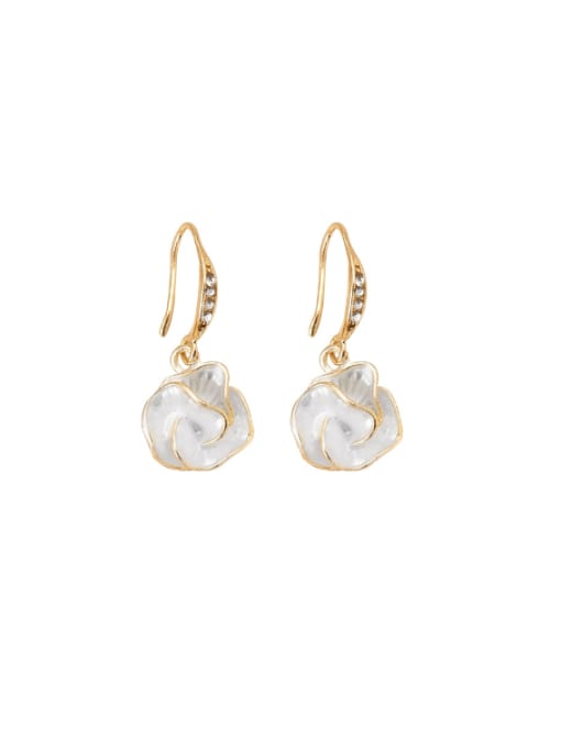 YOUH Brass Enamel Flower Minimalist Hook Earring