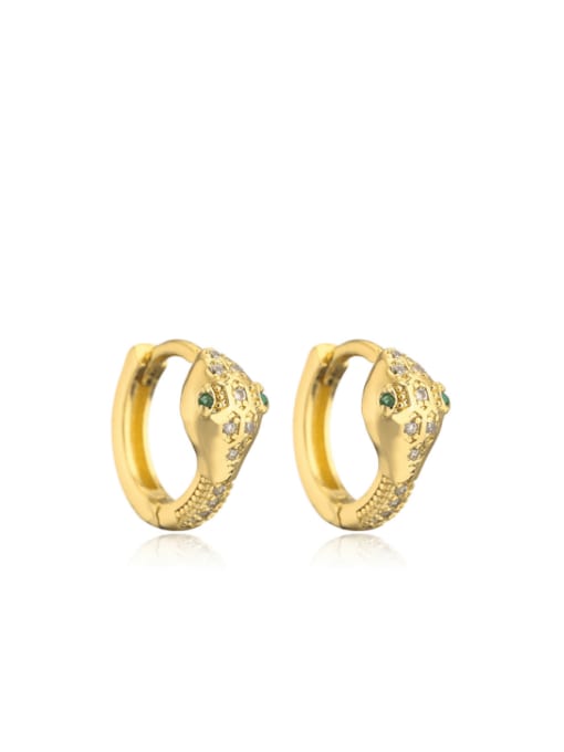 42165 Brass Cubic Zirconia Snake Vintage Huggie Earring