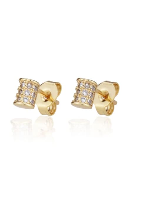 Gold plated white zirconium Brass Rhinestone Cross Dainty Stud Earring