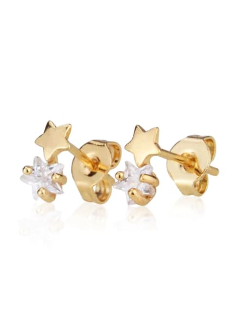 renchi Brass Cubic Zirconia Star Minimalist Stud Earring 0