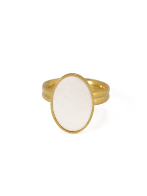 golden Brass Shell Oval Minimalist Band Ring