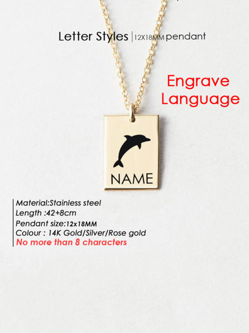 Gold DW 96 Stainless steel  Laser Letter Animal Minimalist Geometry Pendant Necklace